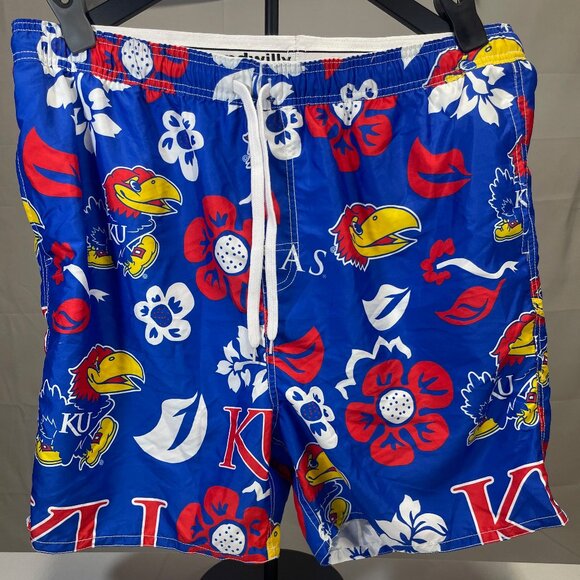 Wes And Willy Other - Kansas Jayhawks Wes & Willy Floral Volley Swim Trunk Shorts